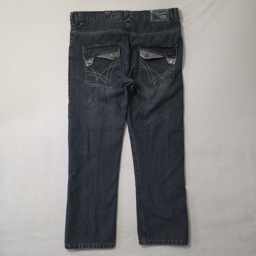 Vintage Y2k Raider Jeans Mens 40x32 Blue Skater Grunge Embroidered Flap Pockets